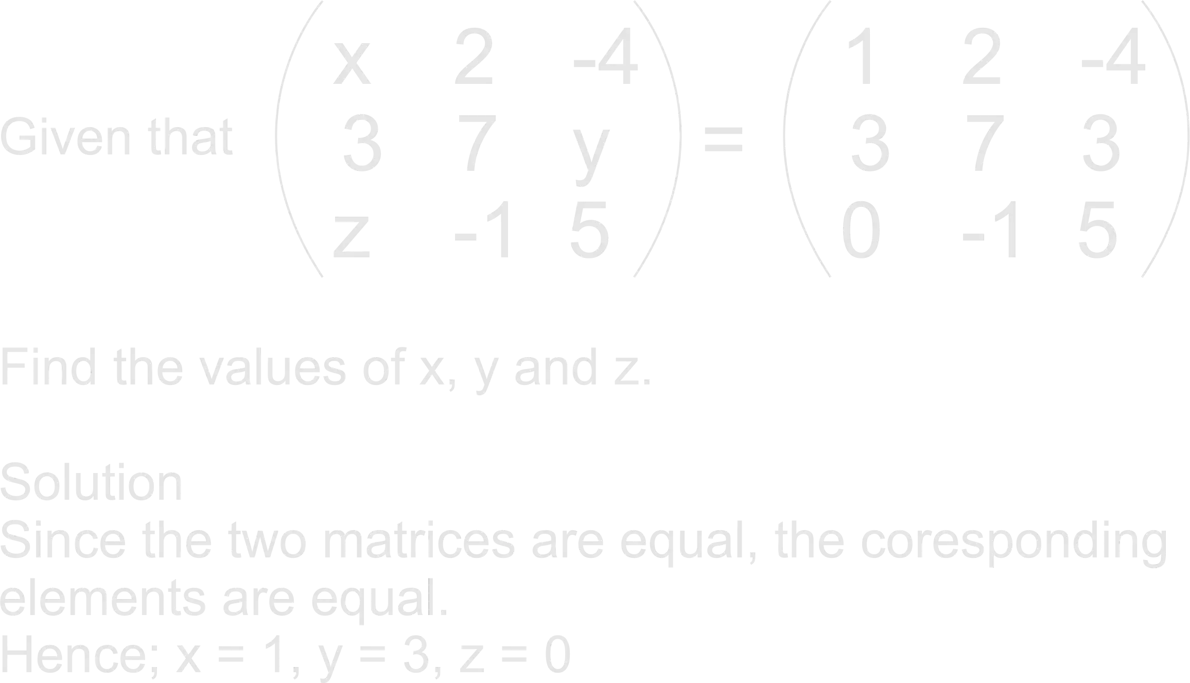 Equality of matrices