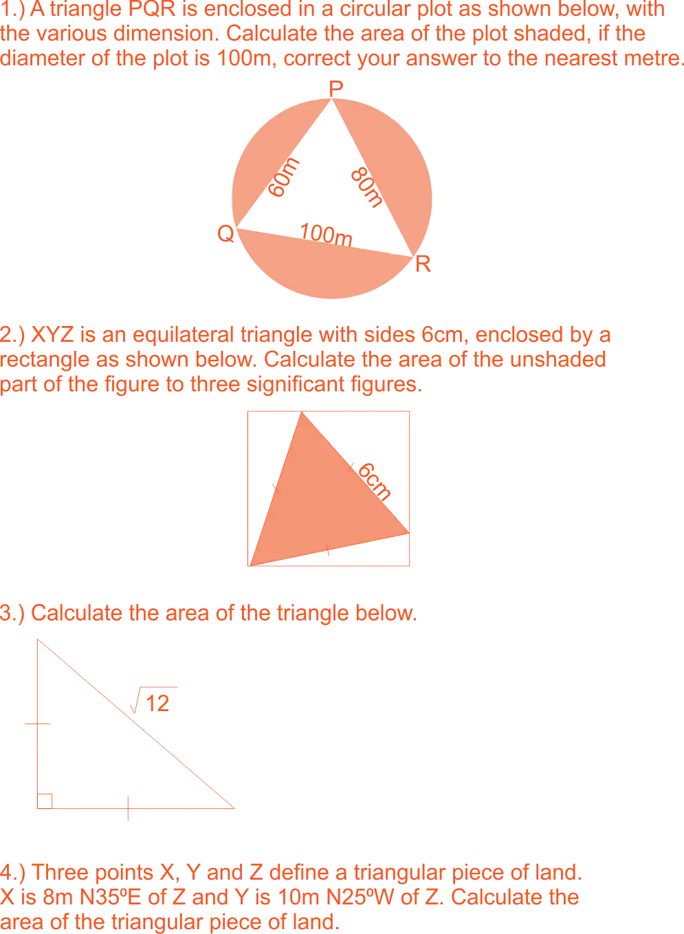 Questions on area of a triangle