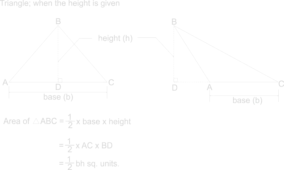 Area of a triangle when the height is given